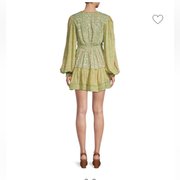 HEMANT & NANDITA Floral Lace-Up Crinkle Mini Dress XS - Picture 2 of 7